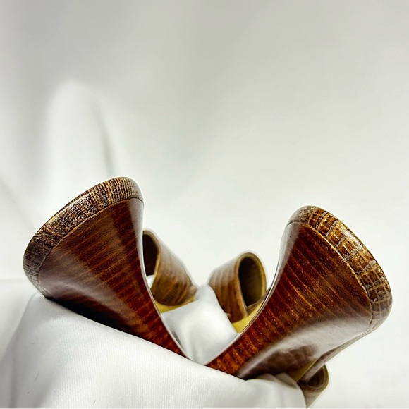 Franco Sarto Wedge Slide Brown Leather Sandals Size 6.5 M - Picture 3 of 5